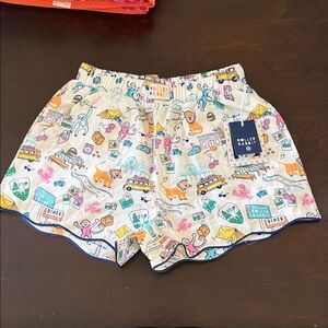 Roller Rabbit White Multicolor Printed Cotton Lounge Shorts